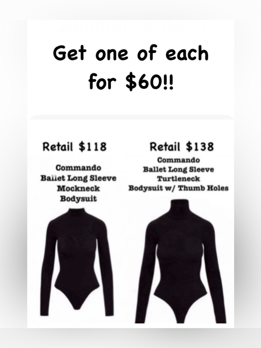 Commando Bodysuits Set of 2! 1 Turtleneck + 1 Mockneck. 100% Authentic!!